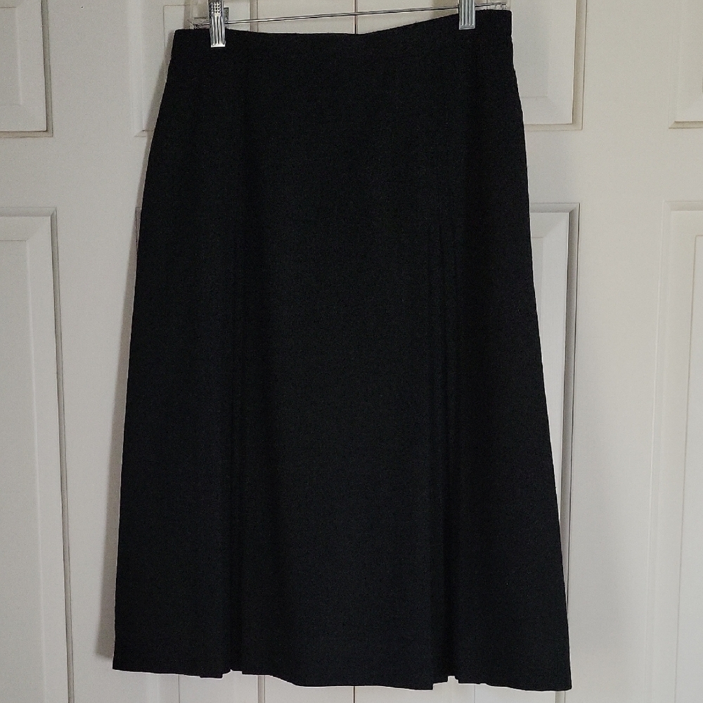 Koret Vintage Womens Black Pleat Front Wool Skirt Sz 14 Old Money Academia